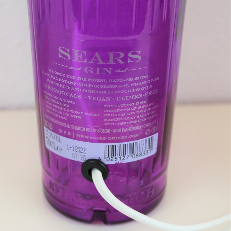 Sears Gin Flaschenlampe Flaschenleuchte Lampe Flasche Upcycling Bild 9