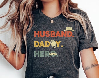 Fathers Day Gift, Dad Shirt,  Mens Shirt, Husband Daddy Protector Hero, Wife to Husband Gift, Birthday Gift for Father,