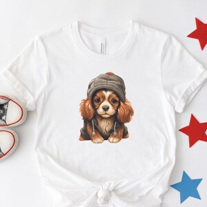 Cute Cavalier King Charles Spaniel Winter Dog Mom Shirt, Holiday Xmas Party Dog Graphic Tees for Dog Owner, Winter Gifts for Dog Dad