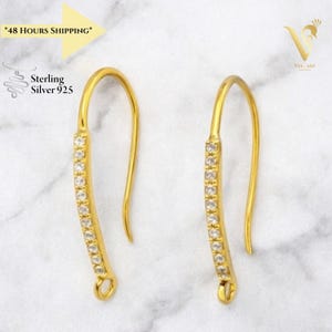 Handmade Sterling Silver Pave Diamond Spike Hoop Earrings, 14K Gold Plated