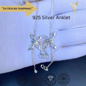 Stunning Summer Jewelry: Elegant 925 Sterling Silver Butterfly Anklet, the Perfect Gift for Her Delight, Christmas Gifts, Gift for Her