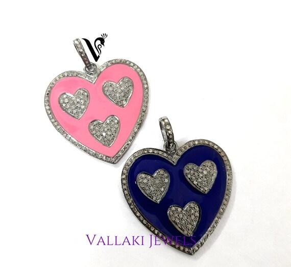 Sterling Silver Heart Enamel Necklace Tiffany Co Sterling Silver