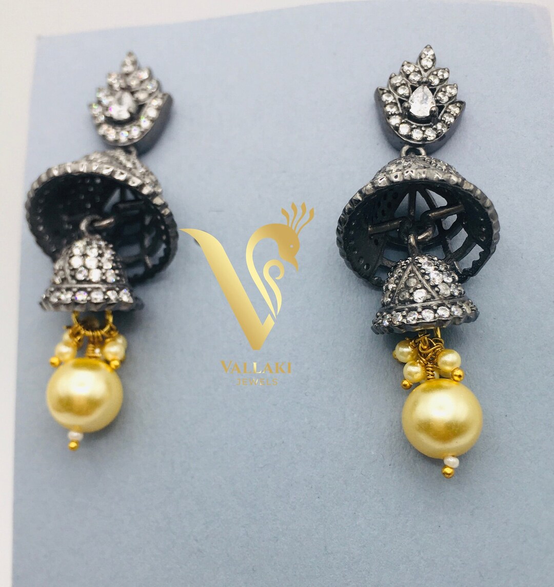 Pure Silver JALI WORK JHUMLI WITH PEARLS