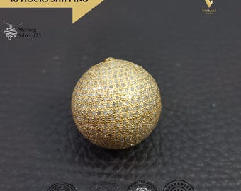 Handmade Pave Diamond Ball Beads, 20mm DIY Jewelry Finding Teachers Day Gift, Gift for Mom, Affordable Gift