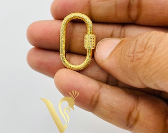 Mosquetón con cierre Art Deco con diamantes engastados, gancho de plata de ley 925 (28 x 17 mm)