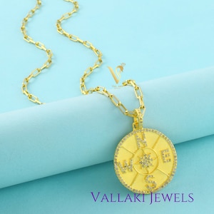 Compass Pendent in Natural Pave Diamond with Center Floral Round Shaped Pendant Necklace 925 Sterling Silver Bikers look Necklace Pendant