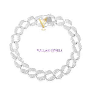 Bransoletka VALLAKI MEN Iced out Hip Hop Monaco Cuban Link ze srebra 925 Bikers Chain White BOLD Chain Bracelet Pomysły na prezenty Bransoletka Bold Men
