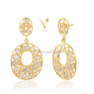 Scheibe Diamant Schnitt Ohrring Pave Diamant mit Silber gefüllt 18k Gold Atemberaubende Minimal Ohrring Diamant Vergoldet Jhumka Minimal Ohrring.