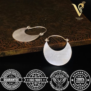BOHO Style HANDMADE Filigree 925 Silver Hanging Half Moon Earring Dangle Women Earrings Statement Jewelry Jhumka Minimal Office Wear 28mm