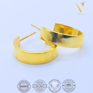 Open Hoop Earring 14K gold plated Hoop Simple and Gorgeous Hoop  matt Finish hoop Earrings  Dazzling style in 925 Silver with 14K gold Her