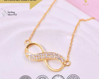 Infinity Pendant Sterling Silver 30/10 mm 14K Gold Plated Teachers Day Gift, Gift for Mom, Affordable Gift