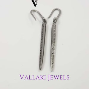 HANDMADE MINIMAL PAVE Diamond Spike Hoops Mini Sterling Hoops Pave Diamond Earrings Pave Diamond Jewelry Light Weight Minimalist Earrings