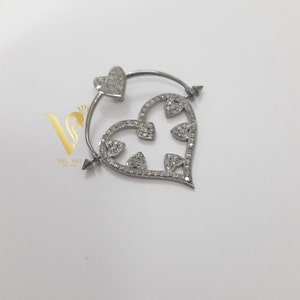 Pave Diamond Heart Pendant 925 Sterling Silver Heart Necklace 40mm Spinning Heart Diamond Jewelry Bespoke Jewelry Couple love Pendant