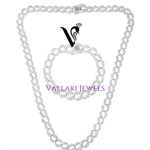 RĘCZNIE WYKONANA 925 srebro MĘSKA Bransoletka Iced Out Hip Hop Monaco Cuban Link Chain w kolorze Bikers Chain White BOLD Zestaw bransoletek Pomysły na prezenty