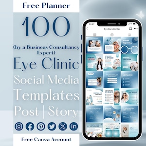 100 Optometría Insta Post Historia Carrusel Clínica de Cuidado de la Vista Marca Comercial Optometrista Centro de Salud Blue Gold Luxe Estética Profesional
