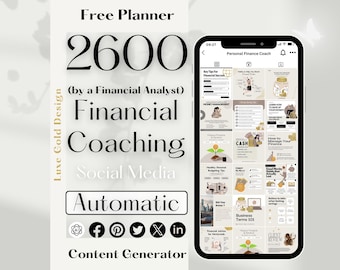 2600 Instagram Bundle for Personal Finance Coaching, Post Story Quote, Boho Beige Ivory Gold Canva, Wealth Management Coach Money Saving