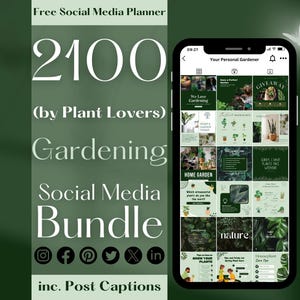 2100 Instagram Bundle for Gardening Store, Post Story Quote, Green Templates Canva Indoor House Plant Lover Greenhouse Planting Shop Twitter