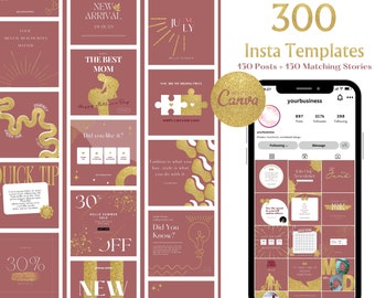 300 Coral Red Gold Instagram Post Story Template, Quote, Sale and Marketing, Marketing Campaign, Fashion Boutique, Jewelry, Retailing, Pink