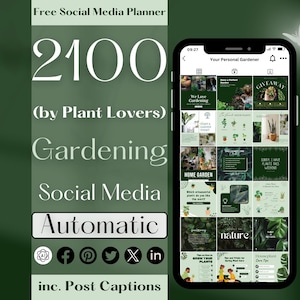 2100 Instagram Bundle for Gardening Store, Post Story Quote, Green Templates Canva Indoor House Plant Lover Greenhouse Planting Shop Twitter