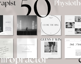 50 Physiotherapist Chiropractor Instagram Post Quote Carousel Luxe Minimalist IG Editable Canva White Facebook Twitter Physio Care Clinic