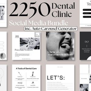 2250 Dental Care Insta Post Quote Carousel Luxe Minimalist IG Editable Canva Black White Facebook Twitter Dentist Business Marketing Clinic