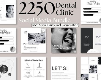 2250 Dental Care Insta Post Quote Carousel Luxe Minimalist IG Editable Canva Black White Facebook Twitter Dentist Business Marketing Clinic