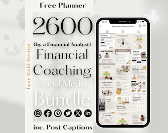 2600 Instagram Bundle for Personal Finance Coaching, Post Story Quote, Boho Beige Ivory Gold Canva, Wealth Management Coach Money Saving