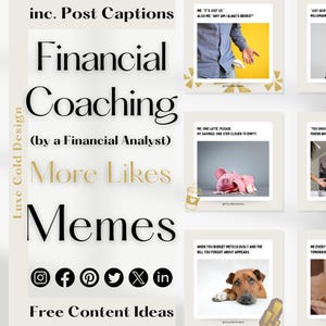 Instagram Bundle für Personal Accounting Coaching, Post Memes, Boho Beige Ivory Gold Canva, Post Captions, Wealth Mangement Coach Geld sparen