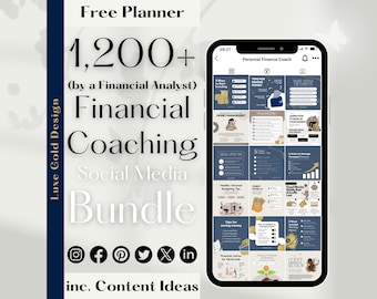 1200 Instagram Bundle for Personal Finance Coaching, Post Story Quote, Boho Beige Ivory Gold Blue Canva Wealth Management Coach Money Saving