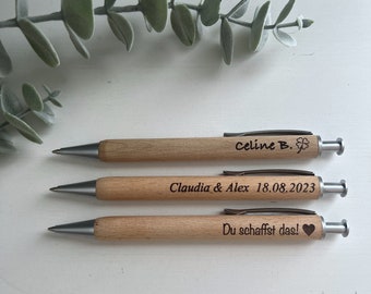 Kugelschreiber mit Gravur aus Buchenholz | Kugelschreiber personalisiert l Geschenk