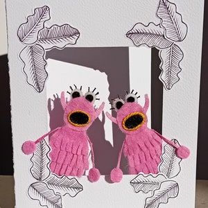 Tarjeta de felicitación hecha a mano Mahna Mahna, con sobre para bodas, cumpleaños o aniversarios.