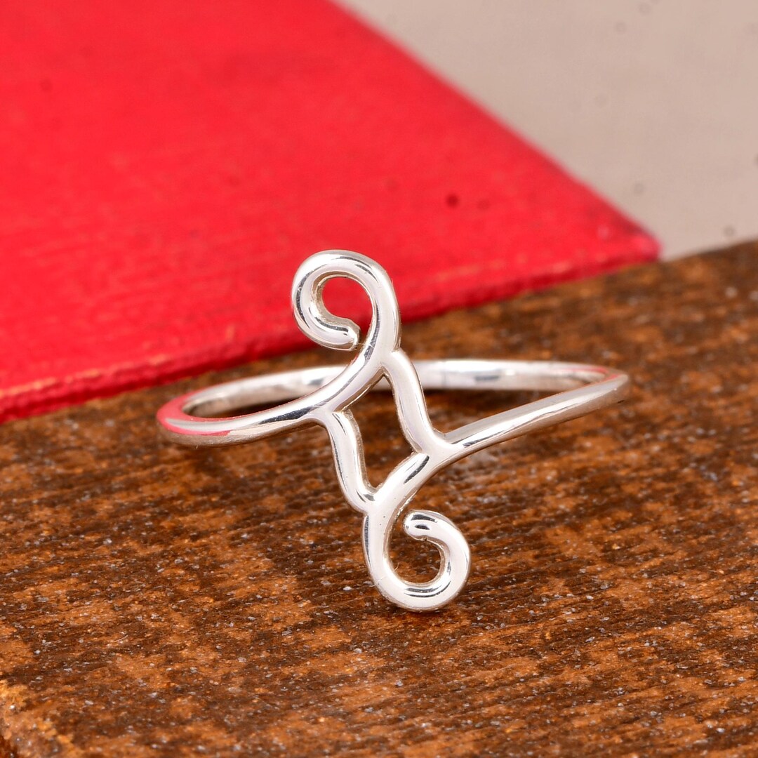 Scvle Ring Sterling Silver Swirl Scroll Ring, Minimalist Open Design, Modern ...