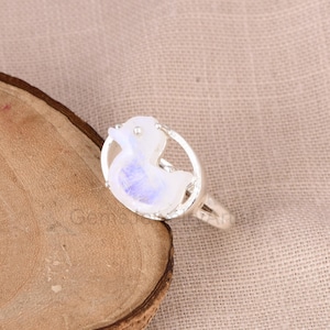 Unieke ring eend - stapelbare ring eendje - sieraden boerderijdieren - cadeau voor eendenliefhebbers - minimalistische dierensieraden - 925 zilveren ring