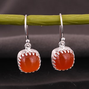 Carnelian Gemstone Earrings, 925 Sterling Silver Earrings, Birthstone Jewelry, Women&#39;s Gift Earrings, Dangle Earrings, Graduation Gifts