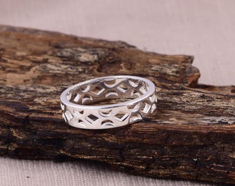 Geometric Silver Ring | 925 Sterling Silver Ring | Statement Ring | Wedding Band Ring | Anniversary Gift