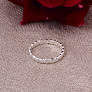925 Sterling Silver Ring, Dainty & Simple Stacking Ring, Geometric Ring, Textured Band Ring, Everyday Wearing, Handmade Gift For Her