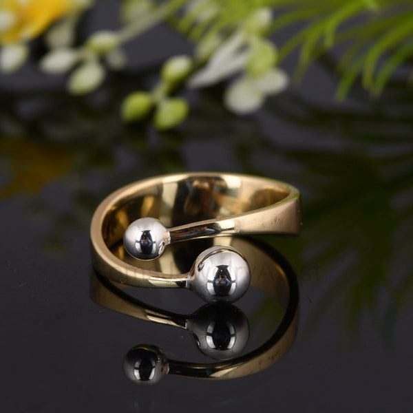 Hammered Brass Gold Twist Design Band Ring - 925 Sterling Silver Ring - Two Tone Ring - Beautiful Ring - Handmade Ring - mother's day gift.