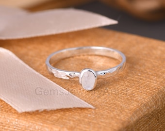 Beautiful Rainbow Moonstone Ring, 925 Sterling Silver Ring, White Statement Ring, Dainty Moonstone Ring, Birthstone Ring, Gift For Friend