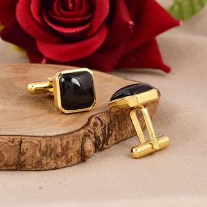 Beautiful Black Onyx  Cufflinks - 925 Sterling Silver Octagon Shape Cufflinks - Elegant Cufflinks For Men - Cufflinks For Shirt.