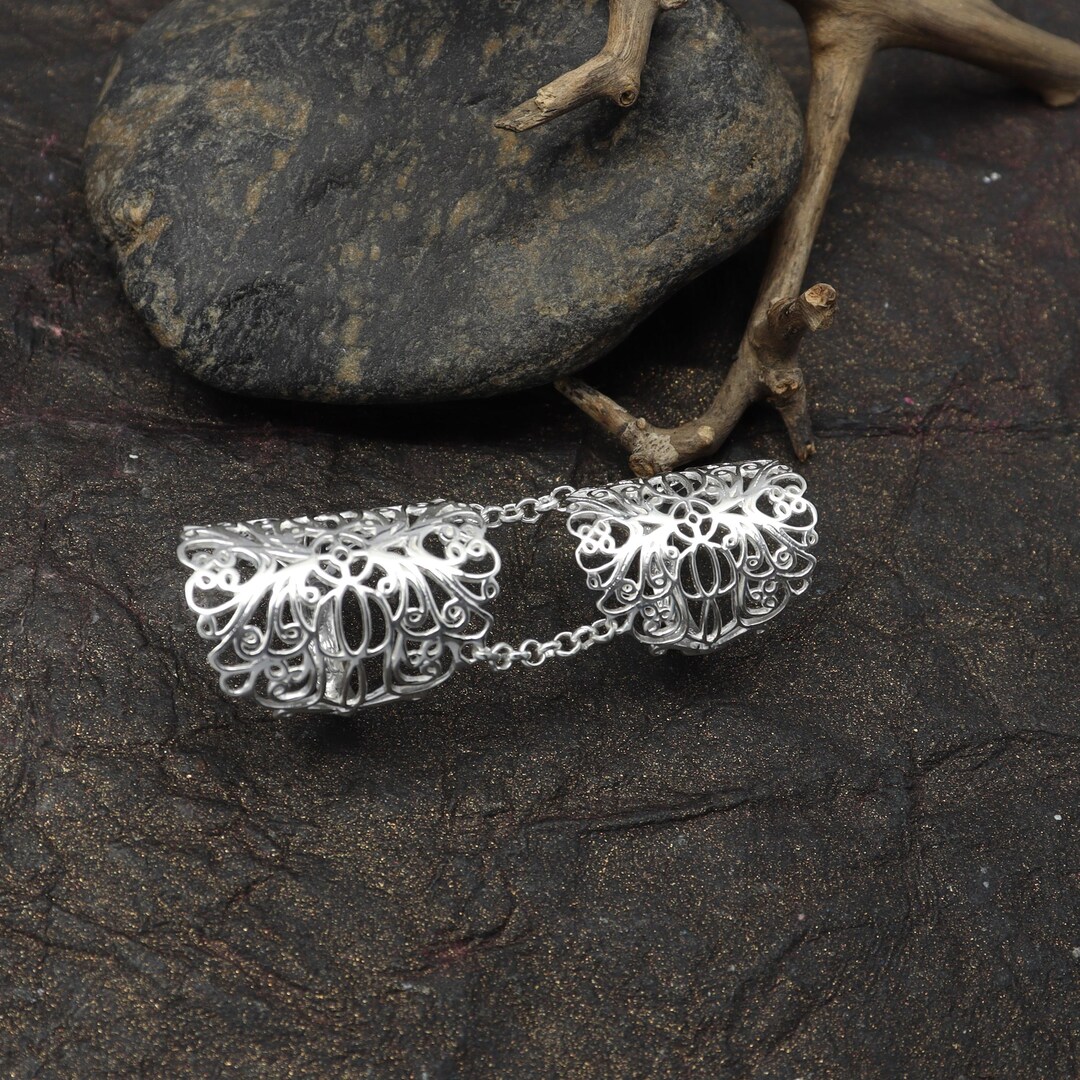 Medieval Armor Full Finger Ring, Sterling Silver, Chain Joint, Vintage ...