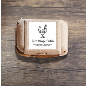 Etiquetas personalizadas para cajas de huevos / Pegatinas personalizadas para cajas de huevos de gallina / Embalaje de huevos frescos de granja / Marca de granja