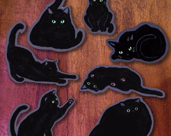STICKERS ~ Curiosity Black Cat Sticker Set