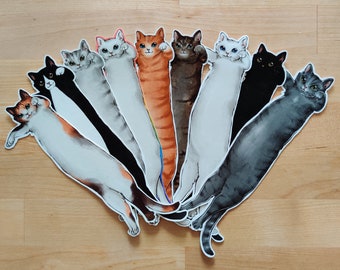 BOOKMARK ~ Long cat bookmark and a sticker