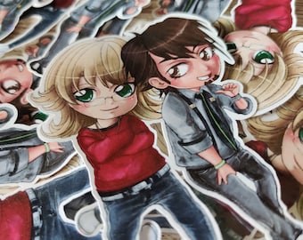 KEYCHAIN / STICKER ~ Tiger & Bunny Barnaby and Kotetsu chibis