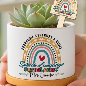 Speech Therapy Plant Pot, Speech Therapist Gift, SLP Custom Name Plant Pot,Speech Pathologist,Gift For Therapist,Slp To Be,AAC Speechie SLPA