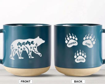 Custom Mama Bear Mug, Personalized Momma Bear with Paws Coffee Mug, Family Mug with Kid Names, Mother&#39;s Day Gift, Gift for Mom