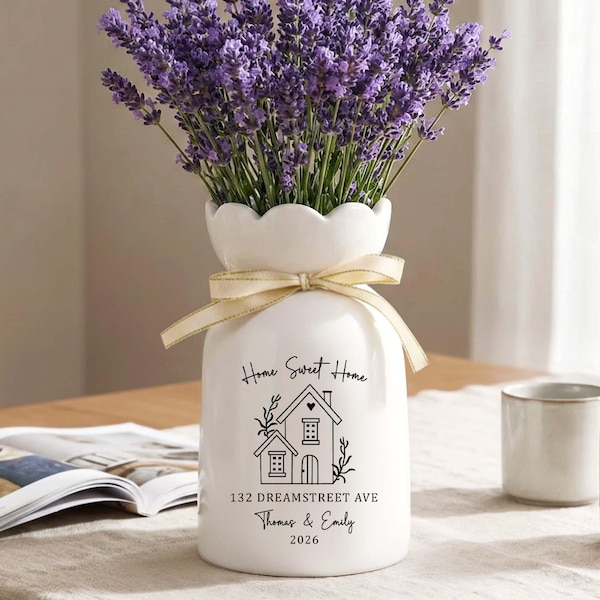 Personalised First Home Gift, Custom Flower Vase for New Home Occasion, Housewarming Gift For Couple, Moving In Gift for Friend, Owners Gift