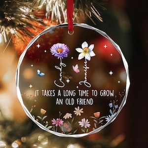 Best Friends Birthday Ornament, It Takes A Long Time To Grow An Old Friend, Soul Sisters Keepsake, Friendship Ornament, Besties Gift