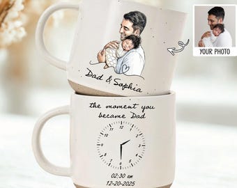 Personalized Photo Mug For Dad, Custom Fathers Day Cup, Mug for Dad with Custom Birth date, New Dad Gift, Best Dad Ever, First Time Dad Mug