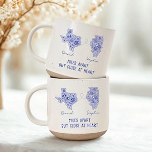 Miles Apart But Close At Heart Coffee Mug, Personalize Long Distance Mug, State To State Gift Mug, Long Distance Friendship Mug, Couple Gift